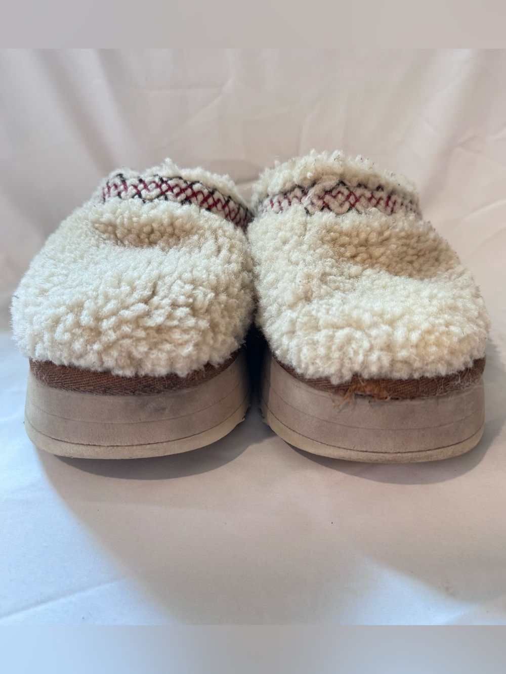 UGG Tazz Heritage Braid Natural Sheepskin Slipper Womens Sz 7 US Platform VGUC - Picture 3 of 10